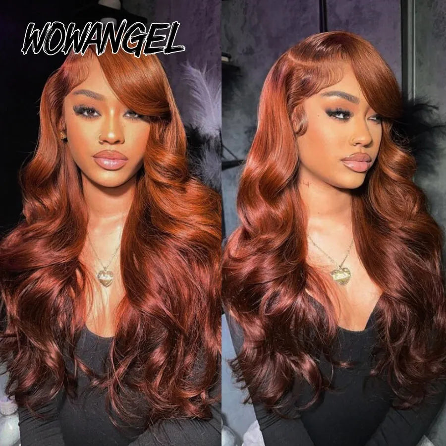 30inch Body Wave Wigs 13x6 HD Lace Frontal Wigs Reddish Brown Colored Wigs HD Transparent Lace Front Human Hair Wigs For Woman