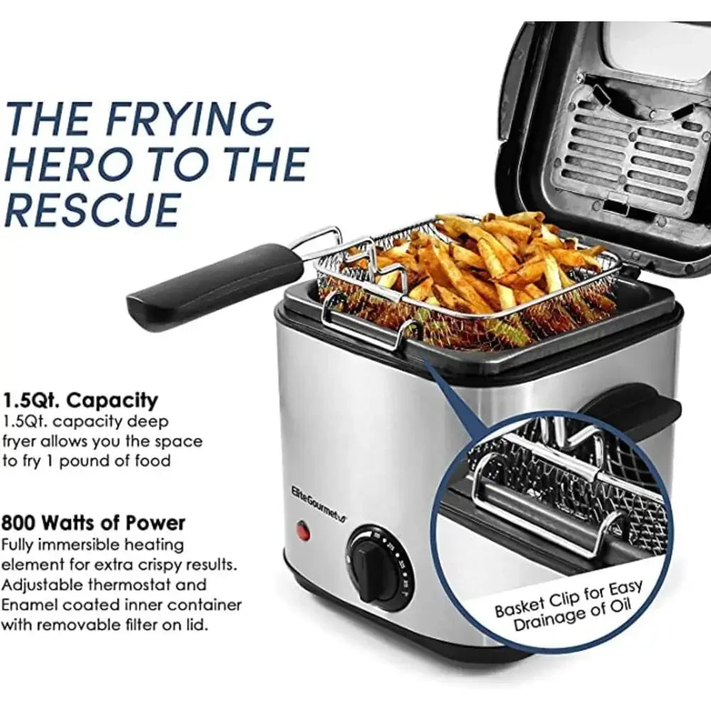 Elite Gourmet 1.5 quart Deep Fryer Stainless Steel