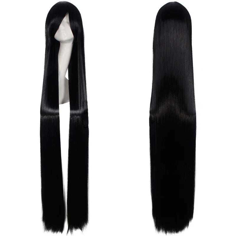 Black Synthetic Heat Resistant Long Straight cosplay wigs Costume Party Hairpieces Heat Resistant Hair 59 Inches black WIGS