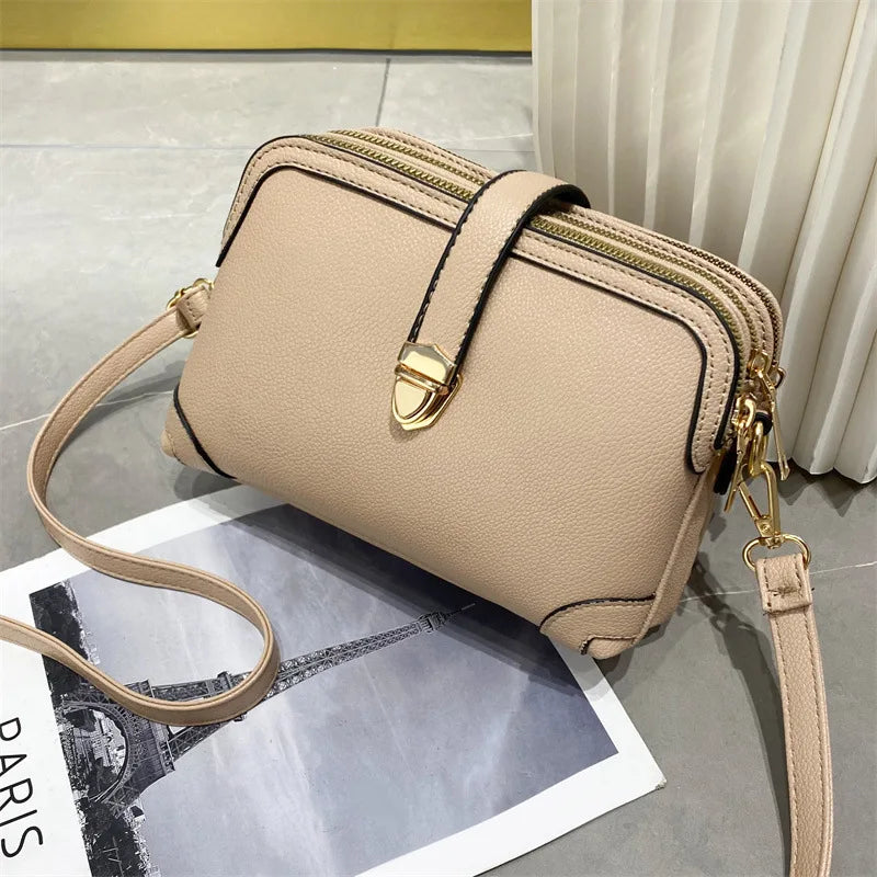 Fashion Phone Shoulder Bags for Women Multi-pocket PU Leather Female Handbags Crossbody Zipper Purse Messenger Bags Shopping Bag