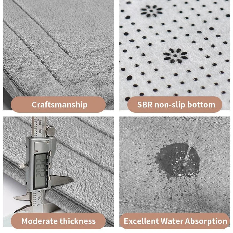 1pc Bathroom Mat Floor Mats Non Slip Carpet Shower Room Doormat Soft and Comfortable Absorbent Machine Washable Easier To Dry