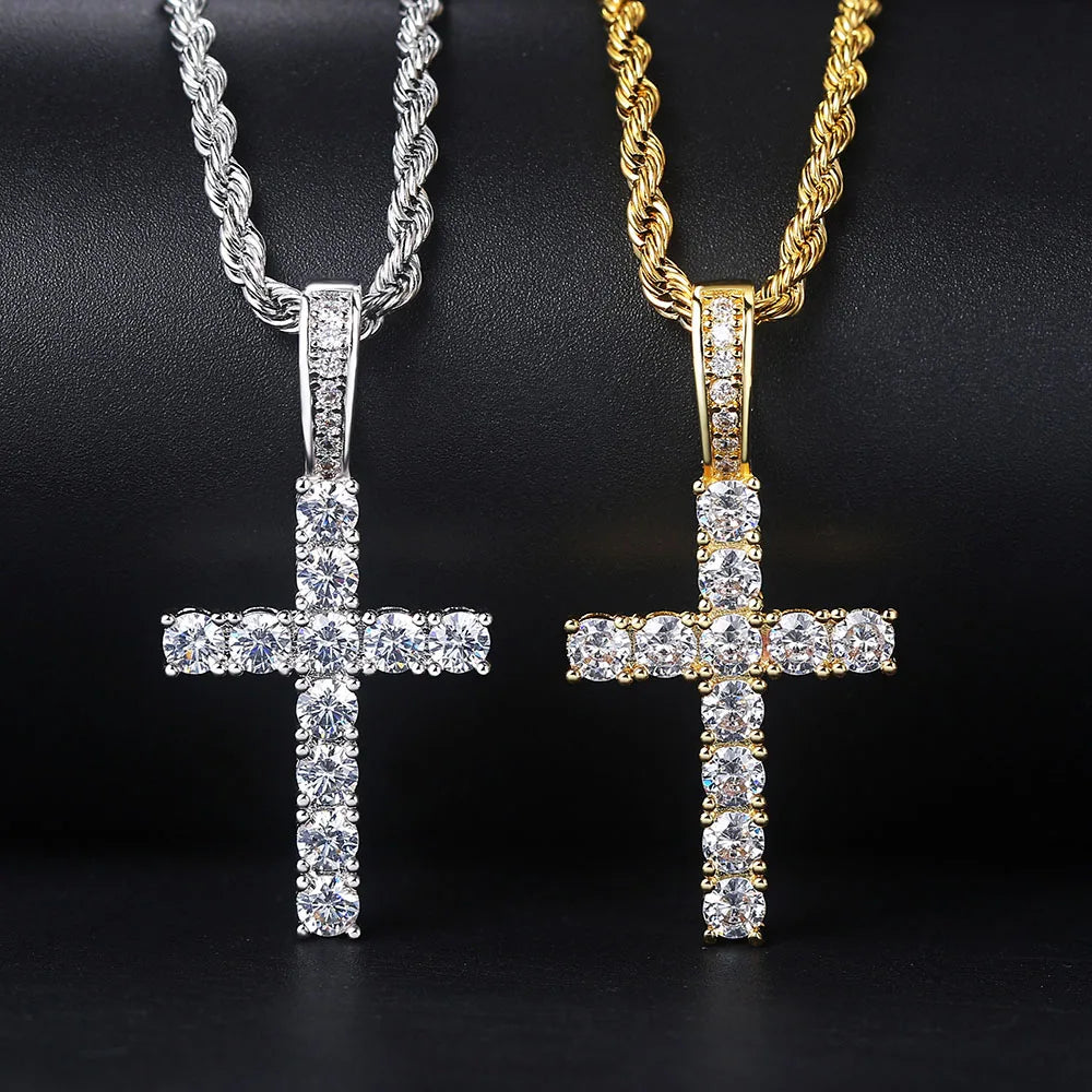 Rap Cross Pendant Necklace For Women Jewelry Female Statement Men Iced Out Chain Wholesale Gold Color HIPHOP Jewelery