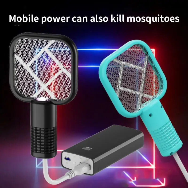 Electric Mosquito Swatter Mini Insect Racket UV Light Electric Shock Summer Fly Swatters Rechargeable Outdoor Fly Bug Zapper