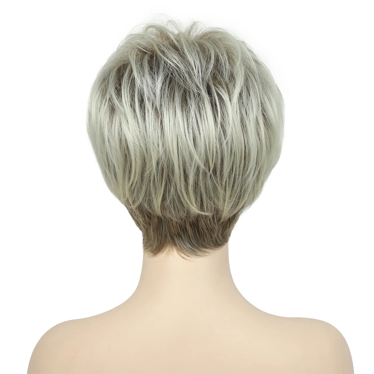 Ombre Blonde Wig Synthetic Wigs for White Women Short Pixie Hair Wig Natural Looking Heat Resistant Fiber