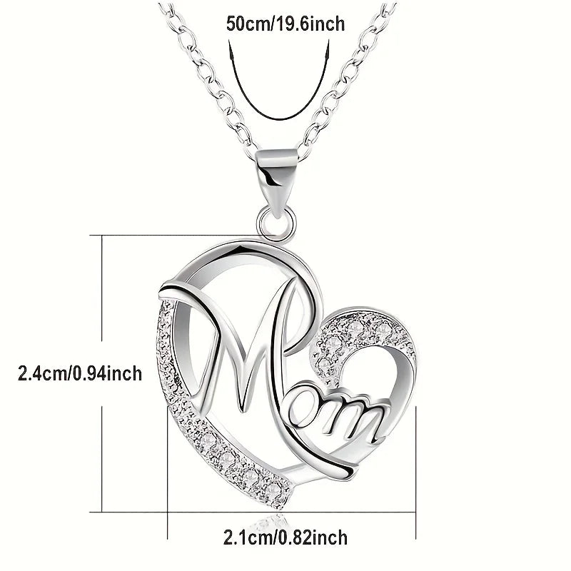 1pc Fashion Cute Jewelry Heart Mom Necklace Pendant Necklace For Men, Women ,Mom，Mother's Day Christmas Birthday Gifts