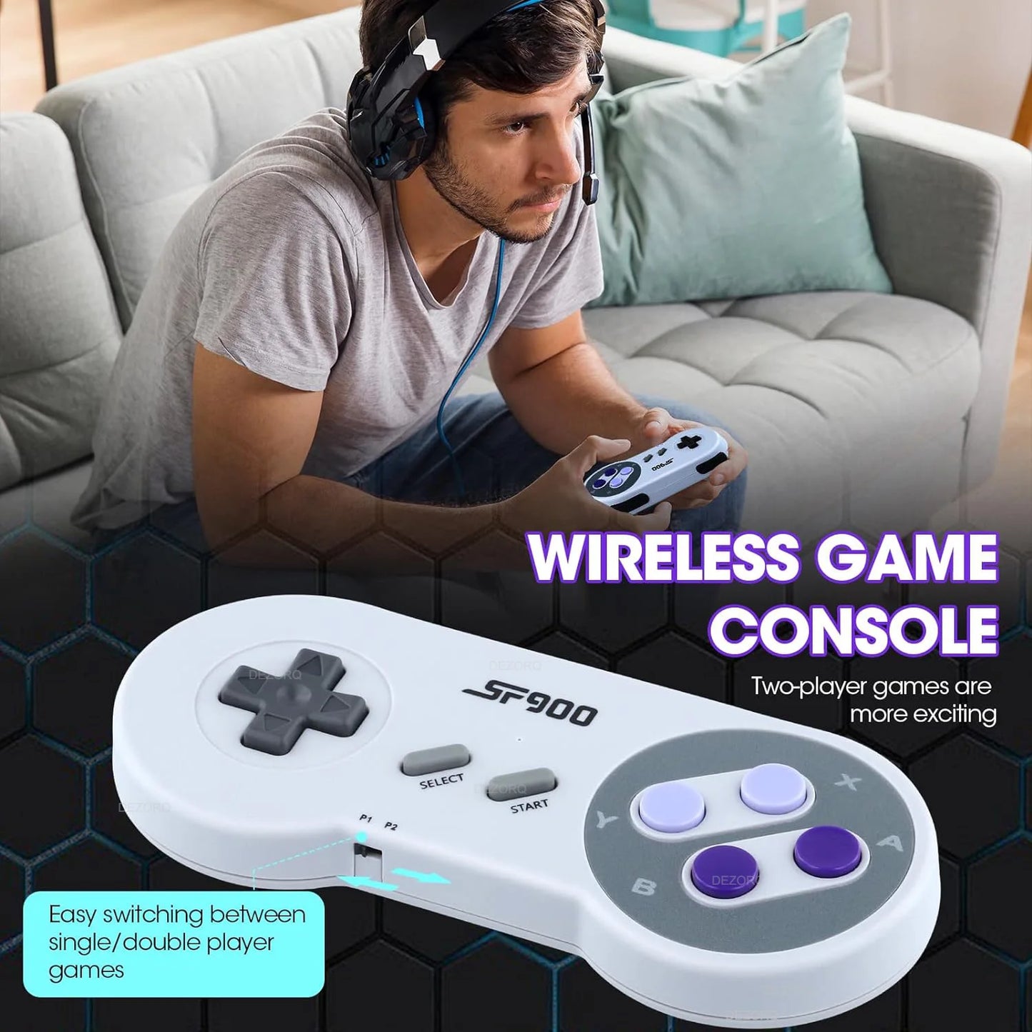 SF900 Consola for Super Nintendo 16 Bit Game Stick 4700 Retro Games HD Video Game Consoles for NES SNES Wireless Controller