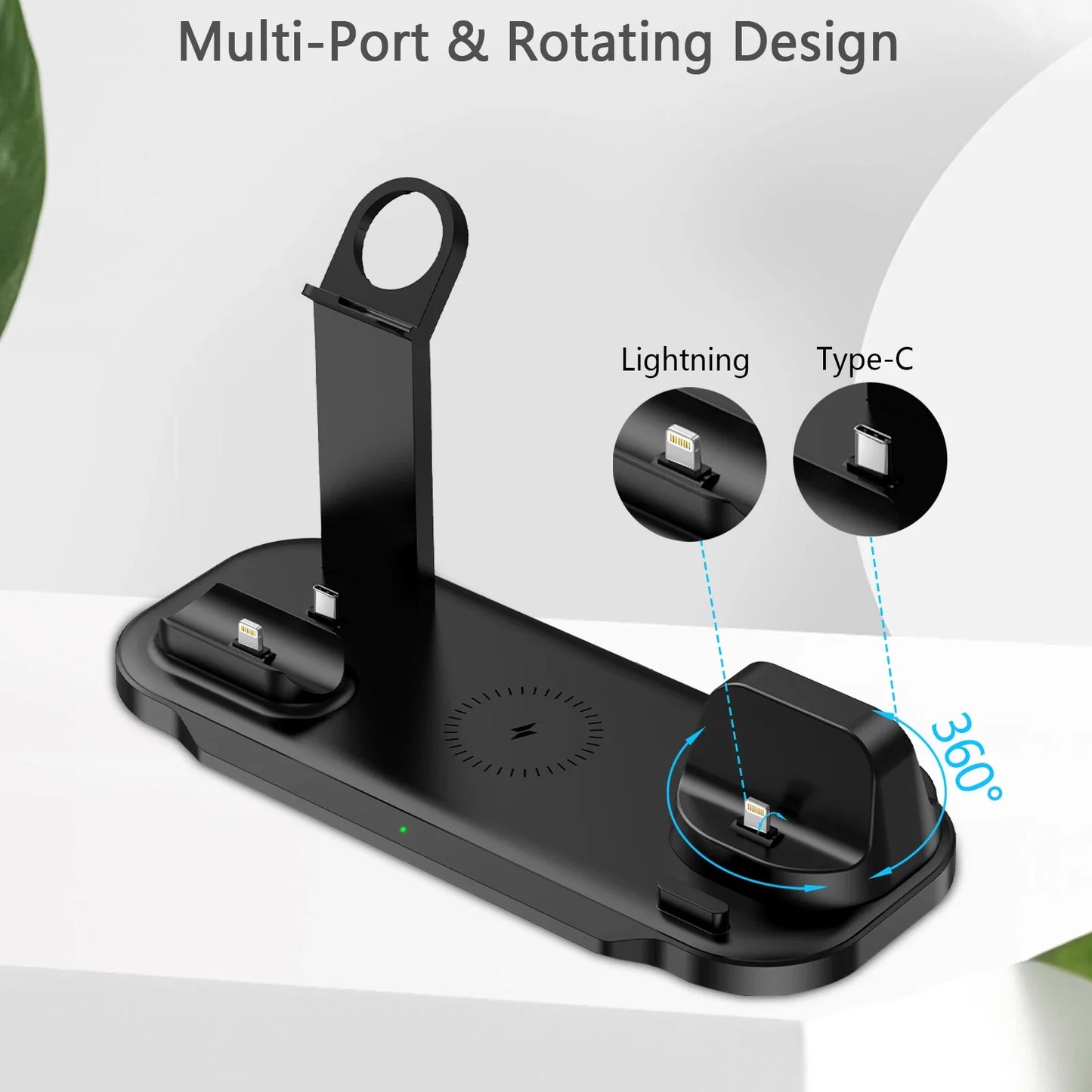 7 in 1 30W Rotate Wireless Charger Stand Pad For iPhone Samsung Xiaomi Apple Watch 8 7 6 Airpods Pro Fast Charging Dock Station