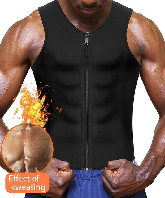 Men Waist Trainer Vest for Weight Loss Neoprene Fitness Corset Body Shaper Zip Sauna Tank Top Workout Shirt Sauna Suit S-5XL