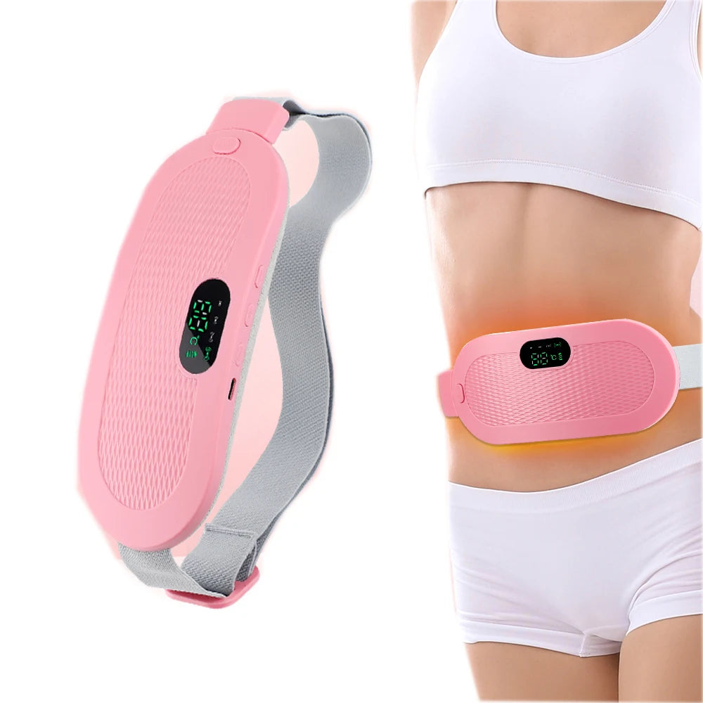 Menstrual Heating Pad Abdominal Massager Smart Warm Palace Belt Waist Vibration Massage Device for Cramps Period Pain Relief