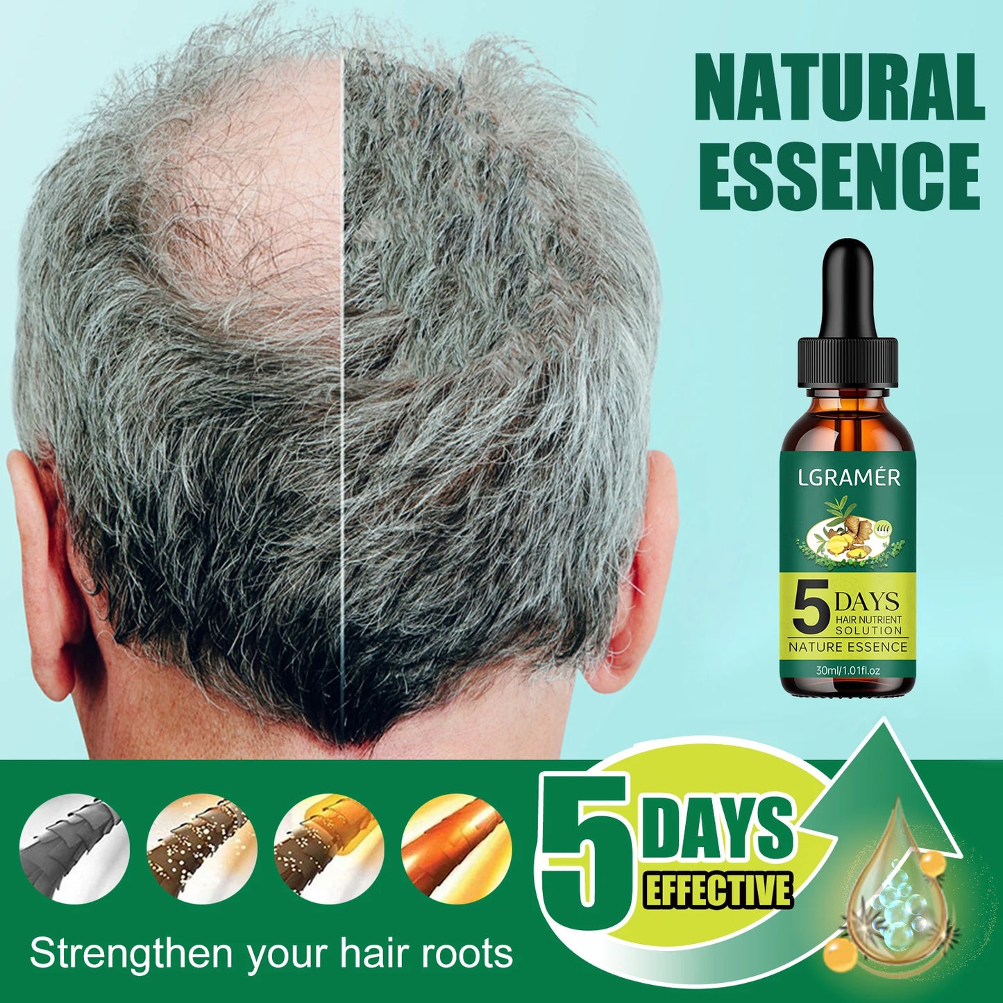 Hair Growth Essence Oil 5 Days Ginger Hair Growth Oil Anti Hair Loss Prevent Baldness Treatment Fast Nourish Scalp Hair Care