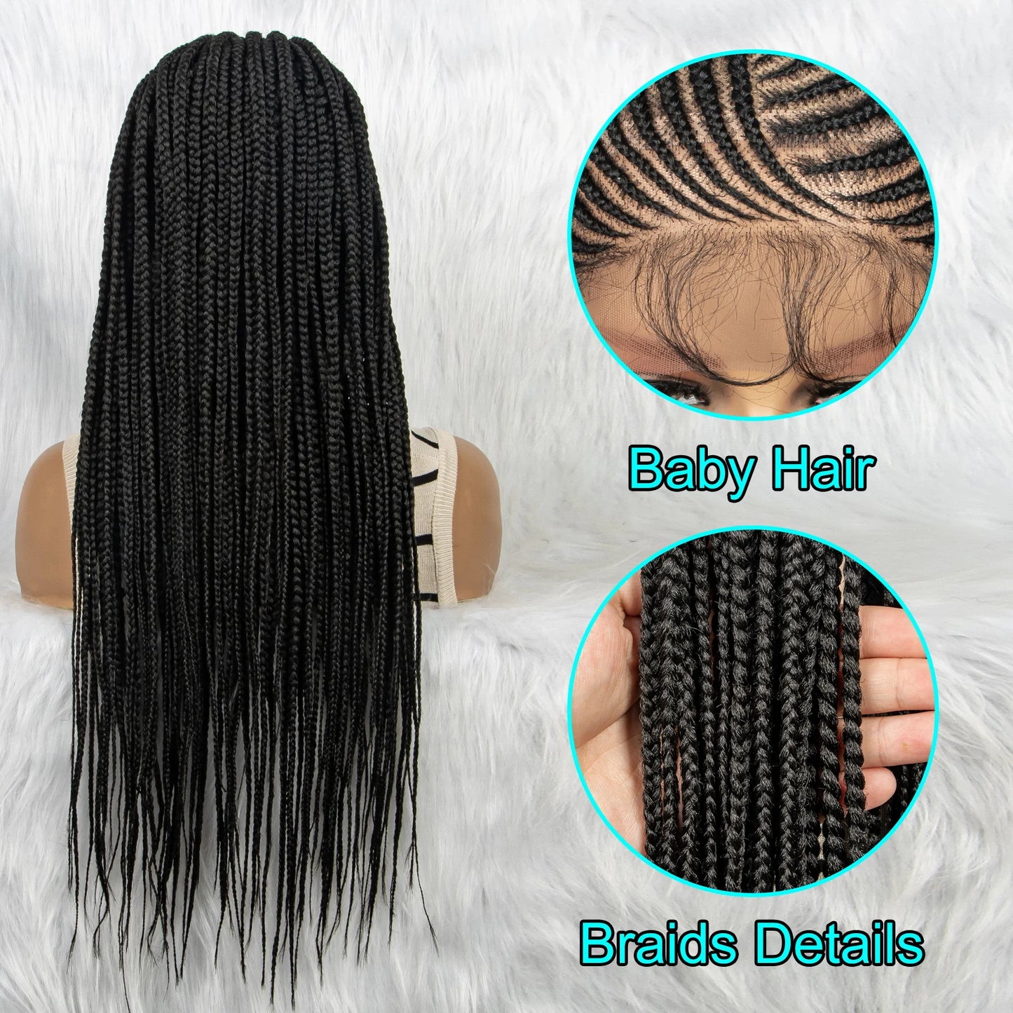 Synthetic Braided Wigs 13x4 HD Lace Front.