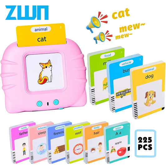 Montessori Education Flash Cards Machine Early Educational Learning English Electronic Audio Book Toy for Children Birthday Gift