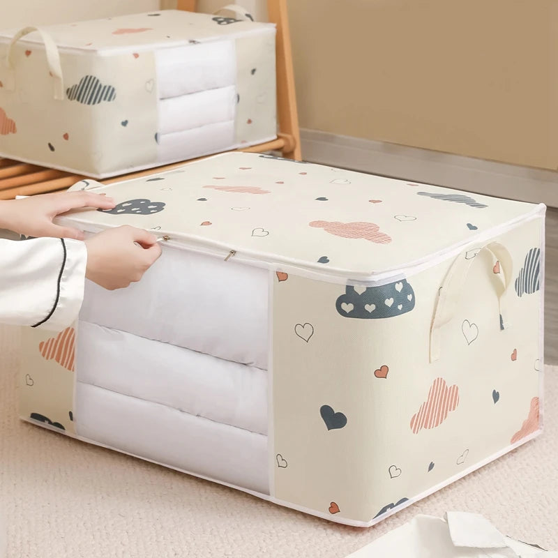 Quilt Clothes Storage Bag Big Capacity Duvet Blanket Sorting Bags Dustproof Closet Under-Bed Storage Moisture Proof Organizer