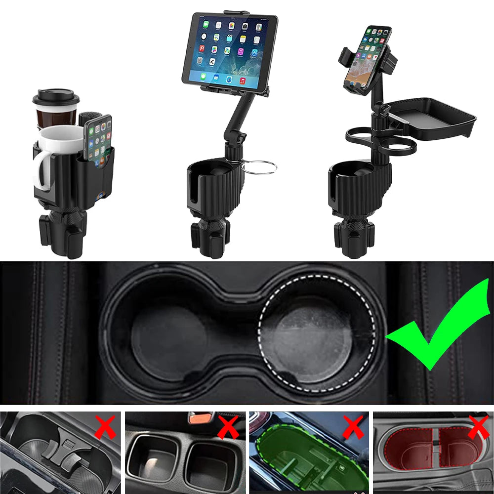 5 in 1 Car Tablet Stand Cup Holder Expander Multifunctional Adjustable Drinking Bottle Bracket Removable Mobile Phone Holder