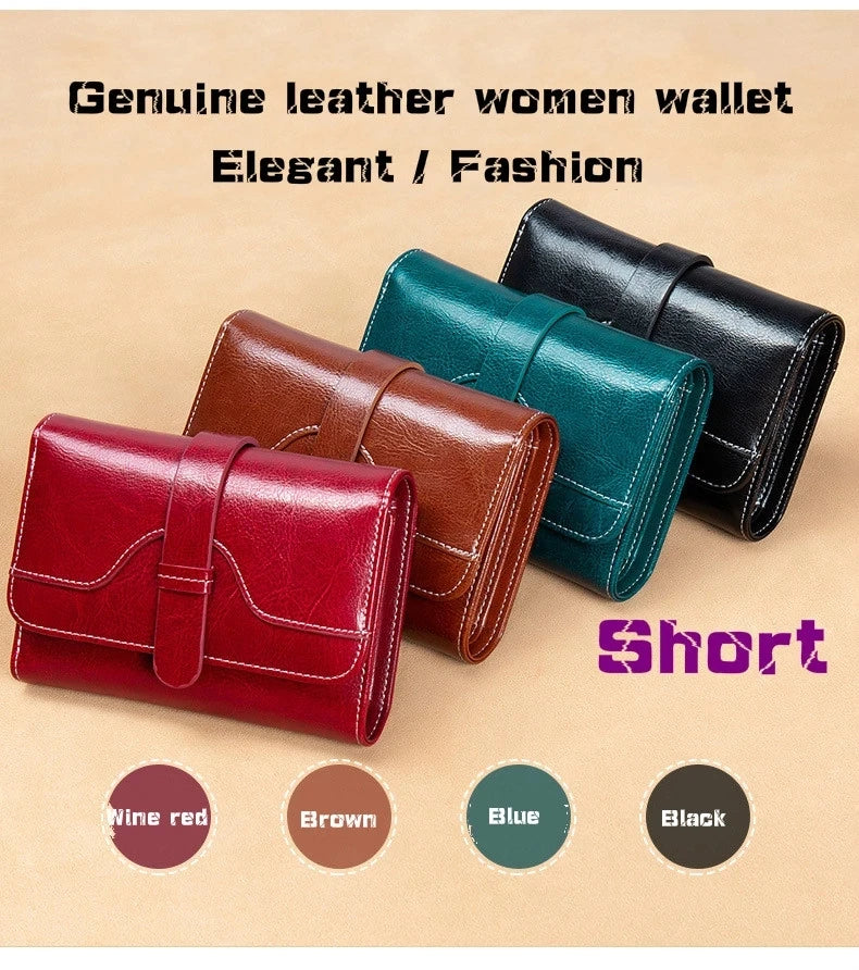 High Quality Women's Genuine Leather Wallet Female RFID Anti Theft Card Holder Coin Purse Wallets for Women Clutch Bag