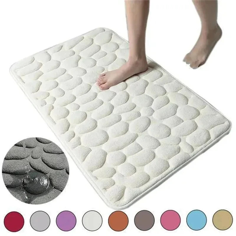 Mat Non-slip Carpets Cobblestone Embossed Bathroom Bath In Wash Basin Bathtub Side Floor Rug Shower Room Doormat Memory Foam