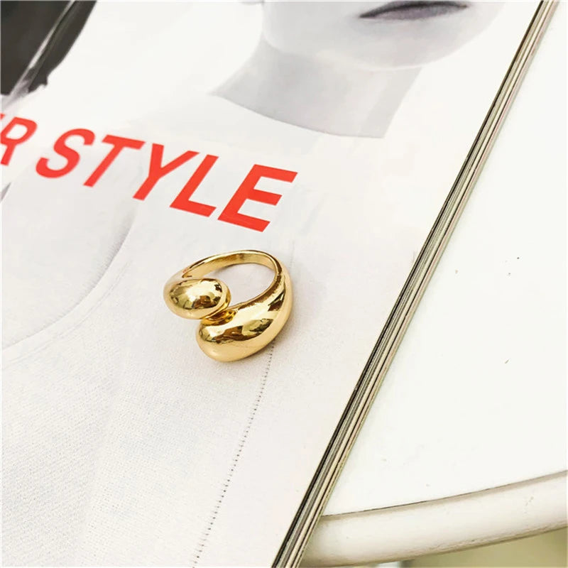 Peri's Box Gold Color Statement Dome Ring for Women .Large and Open Finger Ring. Hot Jewelry