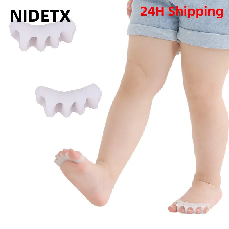 2pcs=1pair Silicone Toe Separator Child Stretcher Straightener Spreader Correction Hallux Valgus Corrector Foot Care For Kid