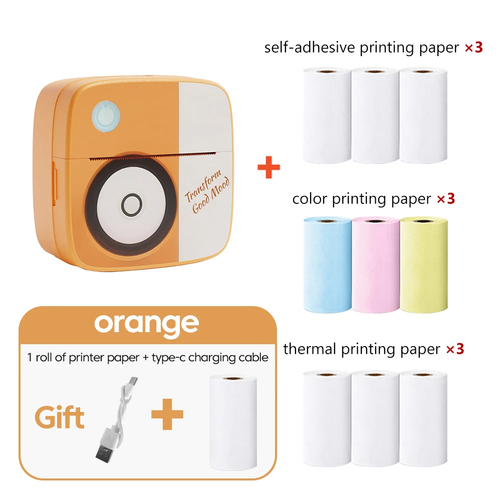 Mini Printer Portable Label Sticker Thermal Printer Self-adhesive Color Paper Photo Wireless Bluetooth Printing For Phones Print