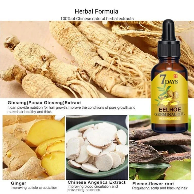 Ginger Hair Growth Products Fast Growing Essential Oil Natural Scalp Care Treatment Hair Loss Dry Damaged Repair Serum Men Women