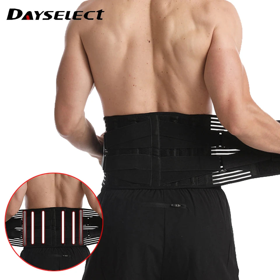 Adjustable Elstiac Lumbar Back Belt Waist Support Trainer Lumbar Pad with 6 Stays Abdominal Binder Fitness Gym Belts Women Men