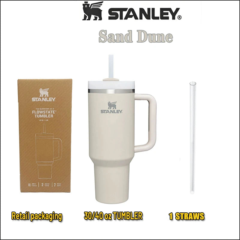 Stanley Quencher H2.0 FlowState Tumbler 40oz Insulated Thermal Water and Coffee Cup from Stainless Steel. Vacuum Insulated Tumbler