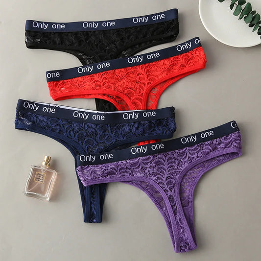 Women's Panties Sexy Thong Women's Underwear Fitness Letters Wide Waist Low Waist Women's Non-marking Underpants Europe Thongs