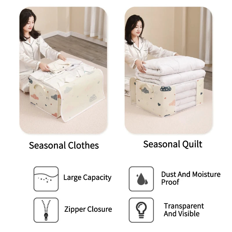 Quilt Clothes Storage Bag Big Capacity Duvet Blanket Sorting Bags Dustproof Closet Under-Bed Storage Moisture Proof Organizer