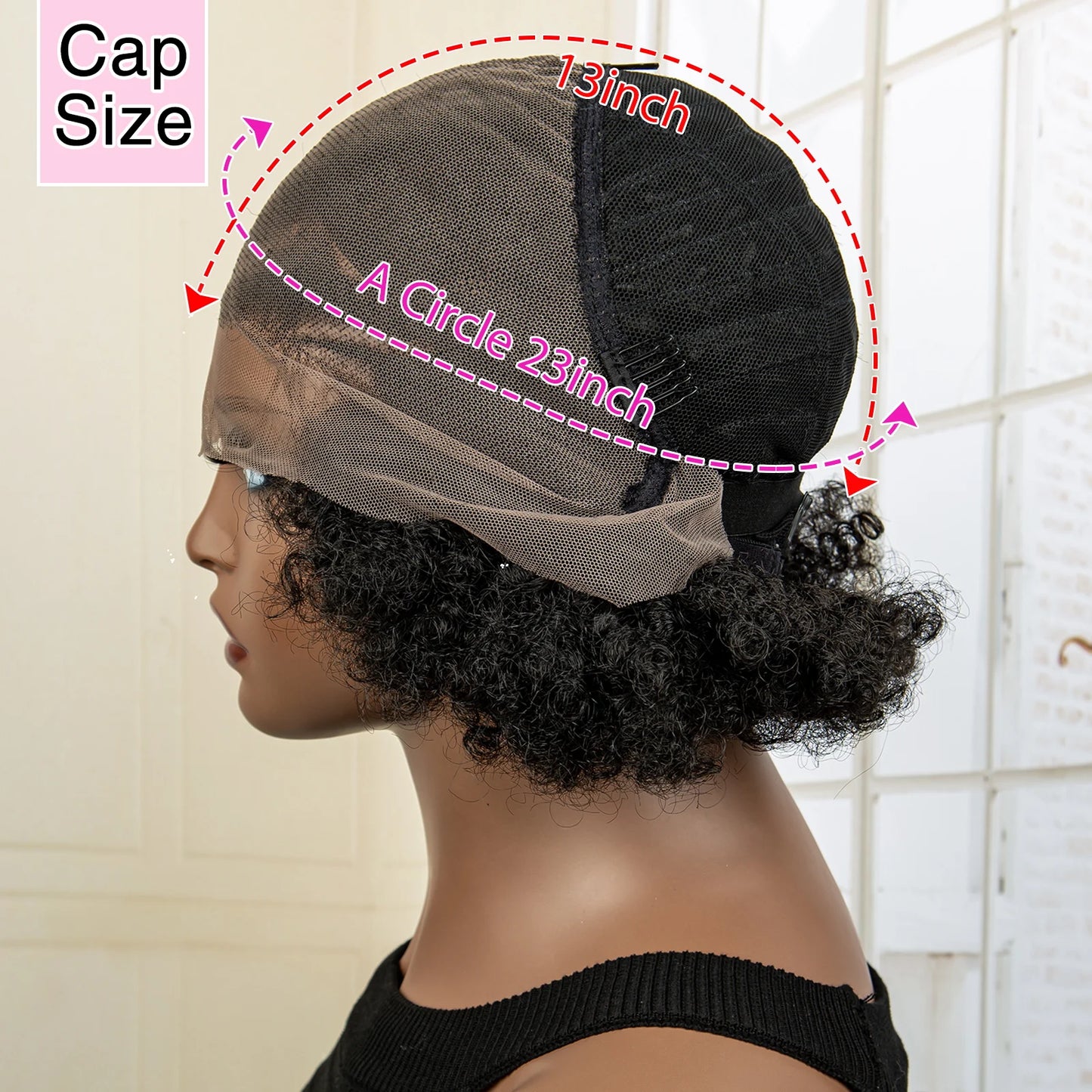 "13x6 Lace Frontal Kinky Curly Bob Wig with Buns & Baby Hair for Afro Black Women"