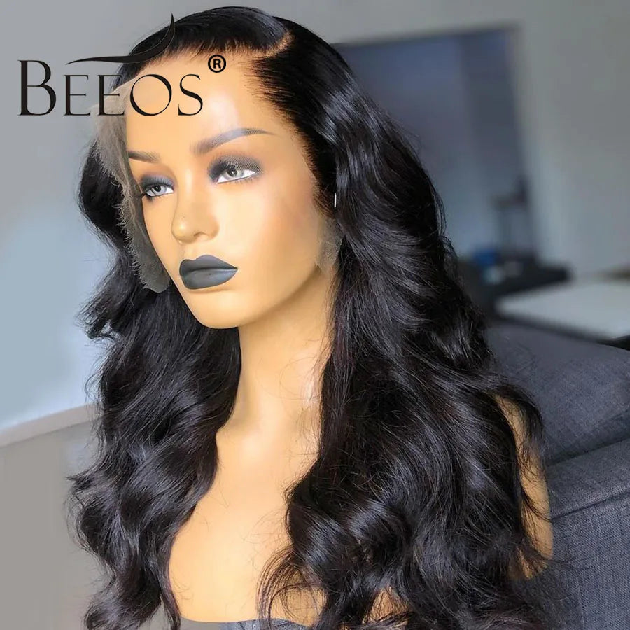 BEEOS 36in 250% Body Wave 13x6 HD Lace Frontal Wig Preplucked 13x4 HD Lace Frontal Human Hair Wigs For Women Melt Skin Brazilian