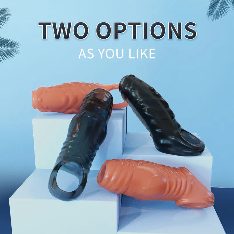 Reusable Penis Extender Cock Rings Delay Ejaculation Penis Condom No Vibrator Sex Toys For Men Bdsm Women Anal Clitor Stimulator