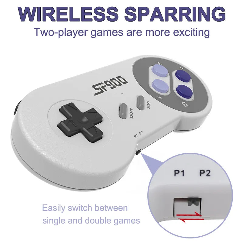 SF900 Classic Retro Video Game Console 4700 Games 16 Bit Mini Consola Wireless 4K HD TV Game Stick for Super Nintendo SNES NES