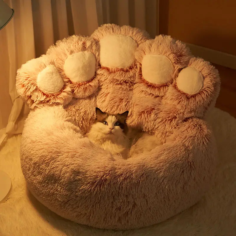 Warm Kennel Pet Bear Paw Shape House Small Dog bed Teddy Kennel  Removable and Washable cat bed