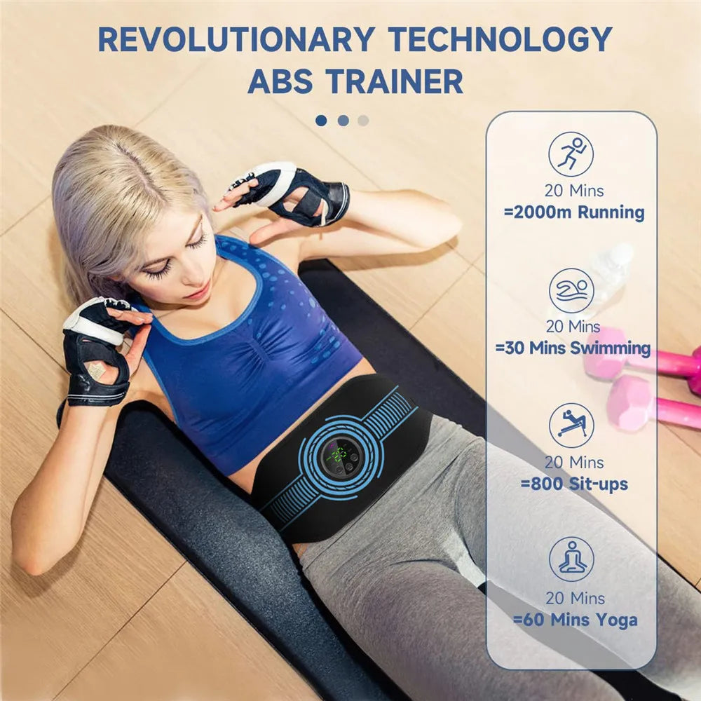 EMS Muscle Stimulator Abdominal Toning Belt Abs Muscle Toner Home Gym Fitness Training Body Slim Belly Waist Arm Leg Lose Weight