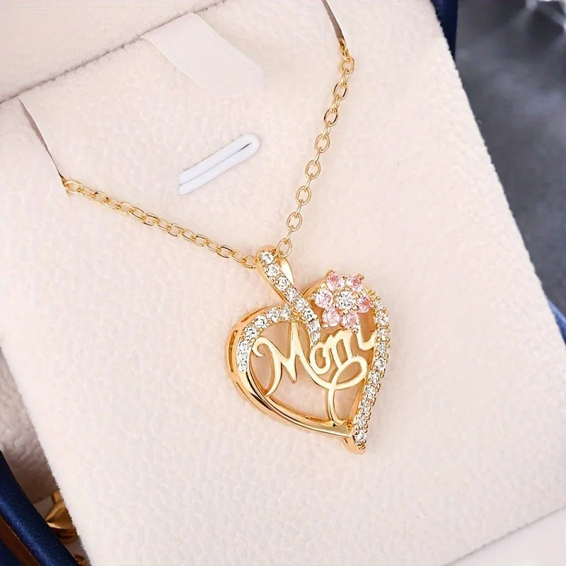 Mom & Wife Luxurious Heart Pendant Necklace in Gift Box