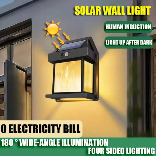 Hot Sale Solar Tungsten Light With Intelligent Induction 3 Lighting Modes Outdoor Garden Courtyard Garage Decoration Wall Lamp