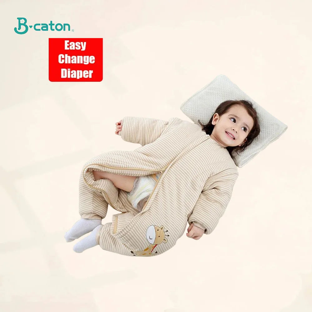 Cotton Kids Baby Sleeping Bag Infants Toddle Autumn Winter Thicken Warm Cotton Detachable Sleepwear Children Pajama Jumpsuit