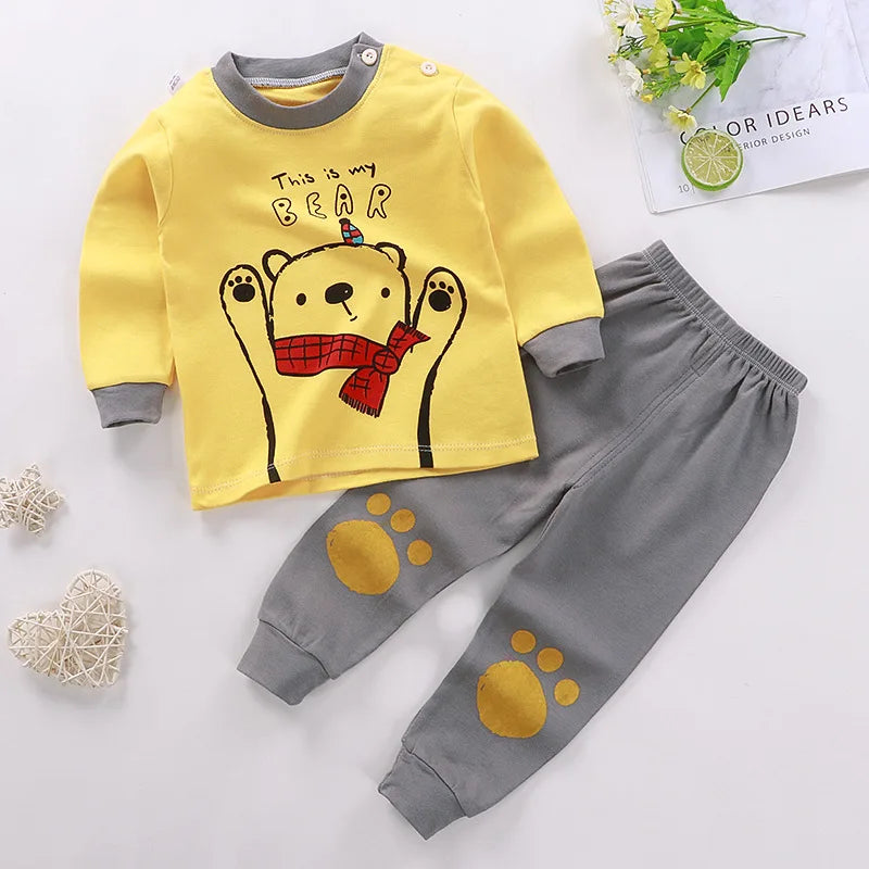 100% Cotton Infant Underwear Newborn Baby Girl Outfits  Little Boy Pullover + Trousers Sets