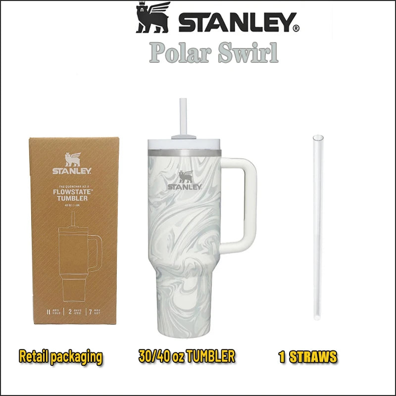 Stanley Quencher H2.0 FlowState Tumbler 40oz Insulated Thermal Water and Coffee Cup from Stainless Steel. Vacuum Insulated Tumbler