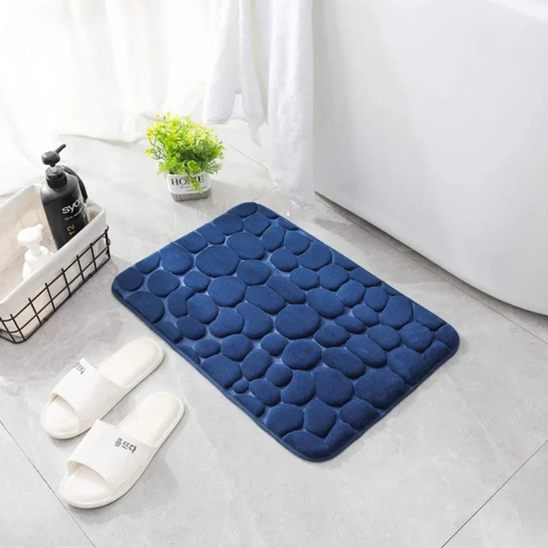 Mat Non-slip Carpets Cobblestone Embossed Bathroom Bath In Wash Basin Bathtub Side Floor Rug Shower Room Doormat Memory Foam