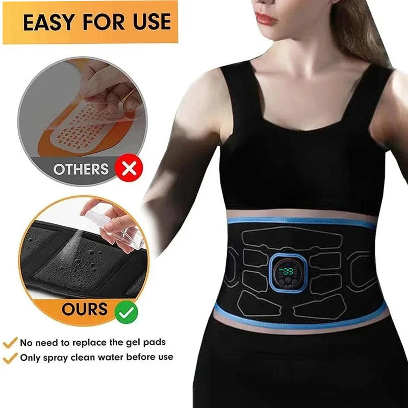 Smart EMS Abdominal Trainer Muscle Stimulator Toner Fitness Vibration Waist Belt Body Slimming Belt Electric Weight Loss Unisex