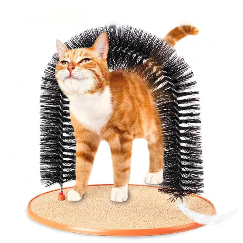 Cat Massage Toy Brush Scratcher For Pets Scratching Devices Arch Door Cat Self Groomer With Round Stable Fleece Base