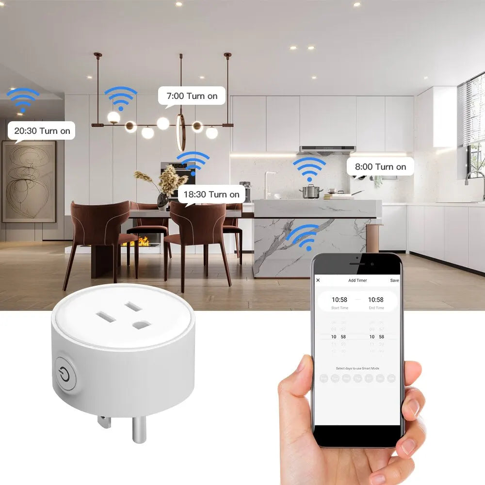 Tuya Wifi Smart Plug USA Socket Wireless Switch Smart Home App Scene Linkage Support Alexa Google Home Voice Assitant Control