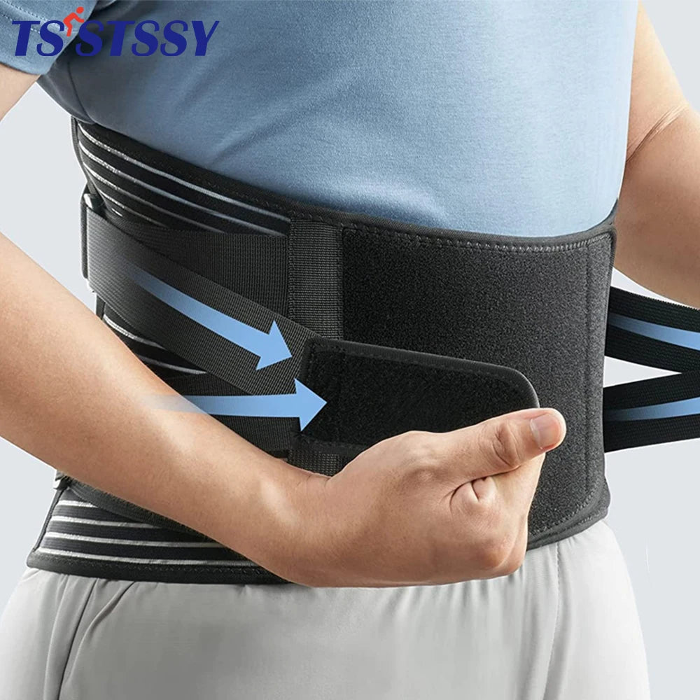 Adjustable Waist Support Belt Anti-skid Lumbar Brace with 6 Stays for Men Women Lower Back Pain Relief, Sciatica Scoliosis, Work