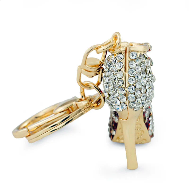 Charm High heel Shoes Keyrings Keychains Exquisite Crystal Trendy Purse Bag Buckle Pendant For Car key chains Jewelry K220