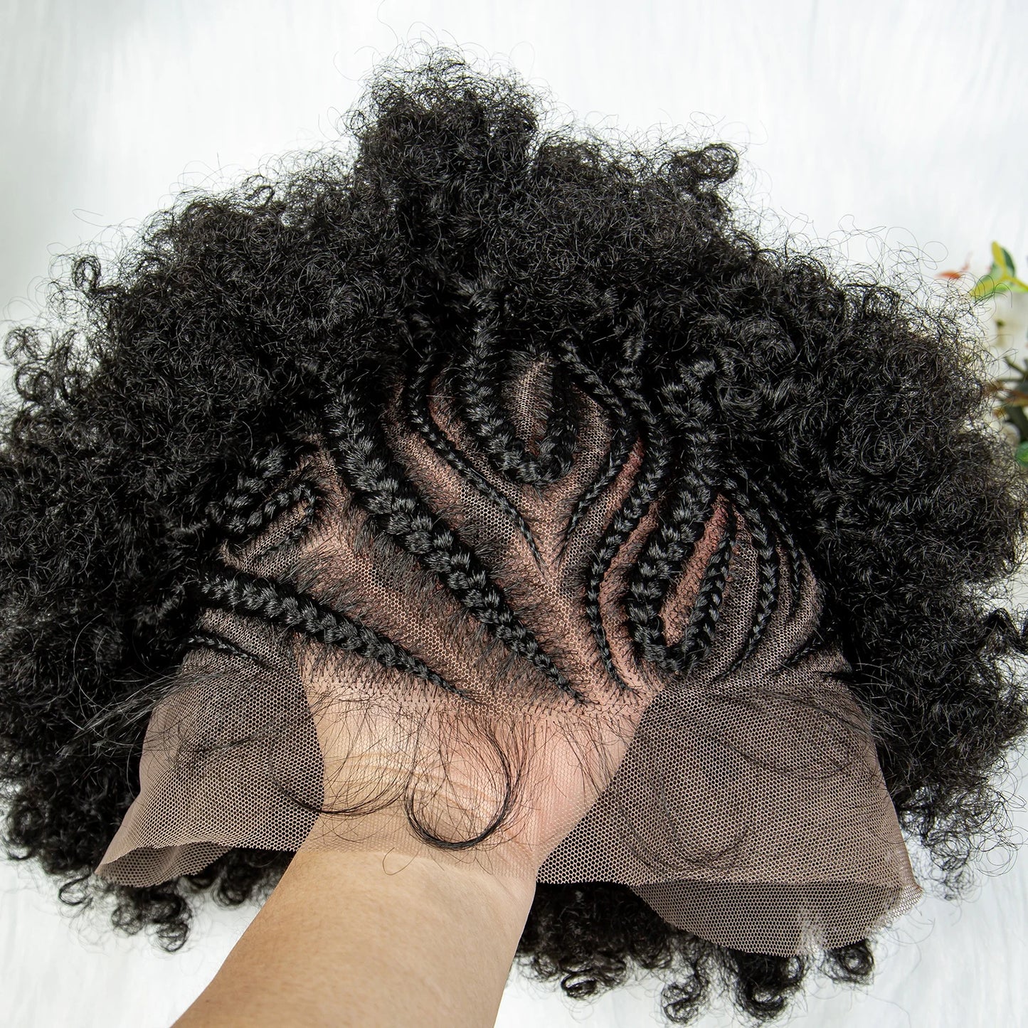 13x6 Braided Synthetic Lace Front Wig With Curly Baby Hair For Women.