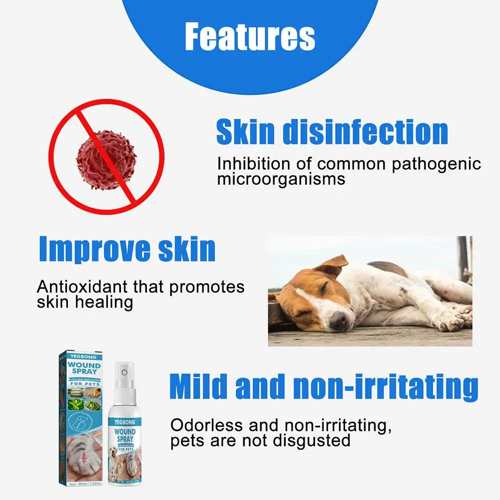 30ml Pet Wound Spray Itch Relief Dog Cat Skin Healthy Care Spray Skin Care Treatment Products For Itchy And Sensitive Skin A7N2