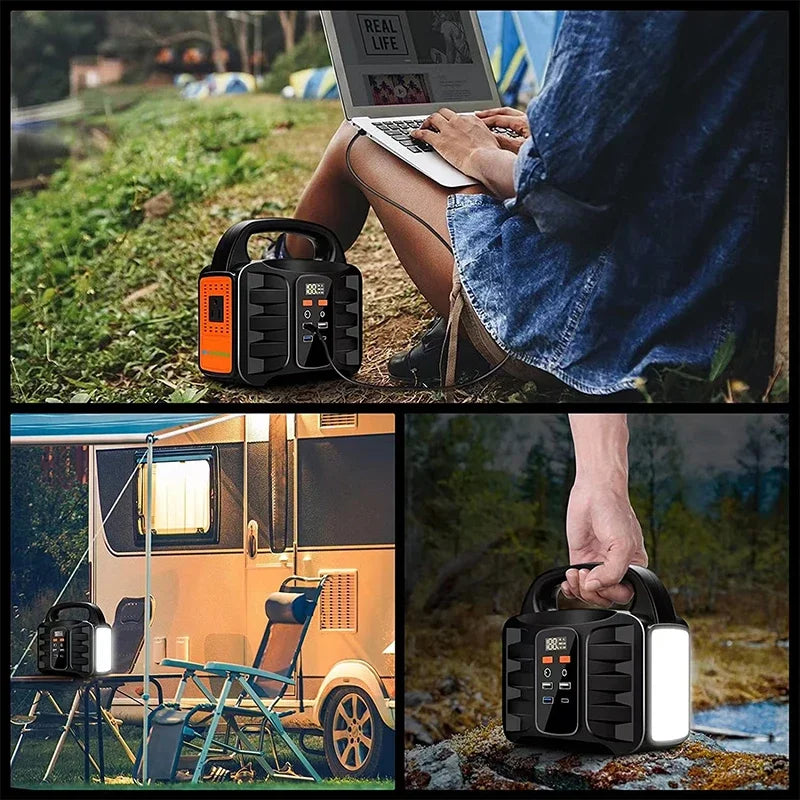 Portable Power Station 220V 150W AC DC Outdoor 315WH Solar Generator 42000mAh/3.7V Battery Emergency Power Supply