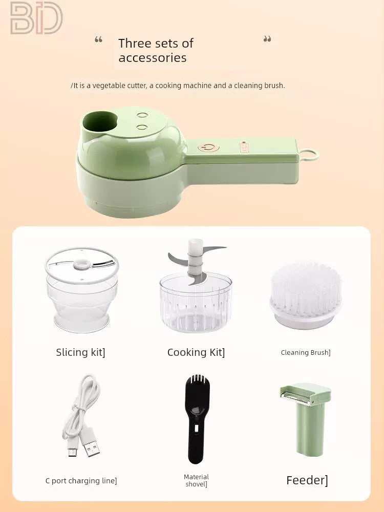 Handheld Side Dish Cooking Machine Chopping Pepper Circle Chopped Green Onion Chopper Cut Ginger Powder Garlic Slice Vegetable Cutter Electric Garlic Grinder