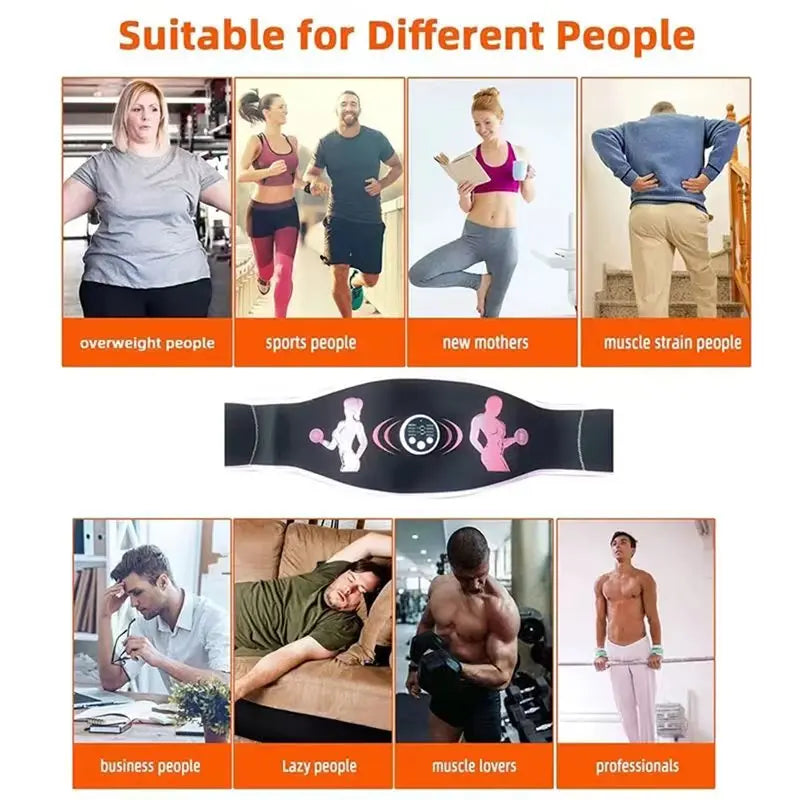 EMS Muscle Stimulator Body Slimming Belt Electric Massage Abdominal Trainer Toner Weight Loss Smart Fitness Vibration Belt Unise